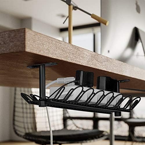 2 Packs Cable Management Tray, 14 inch Under Desk Cable Holder for Wire Management, Heavy Metal Cord Organizer Ideal for