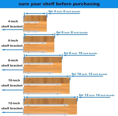 Eurydice Heavy Duty Floating Shelf Brackets, 1/4 in Thick 8 in 6Pack White