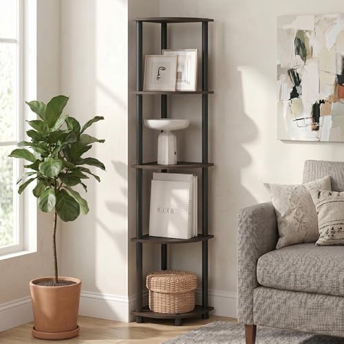 5-Tier Corner Bookshelf, Corner Shelf for Organization and Storage, Open Storage Shelves, Home Office, Living Room, Gara