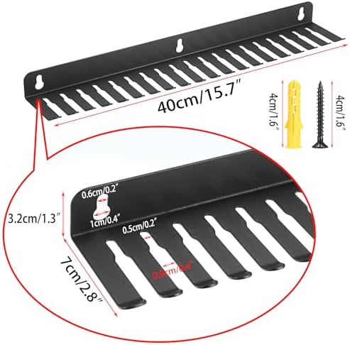 Sumnacon Wall Mountable Cable Hanger and Organizer 2 Pcs Steel Cable Rack with 19 Cable Slots Width from 5-9mm,Sturdy Ca