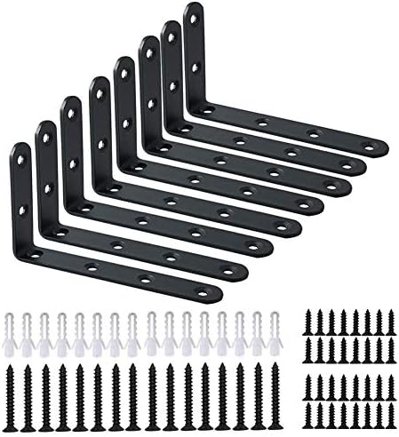 Shelf Bracket 8 Pack 5" Lx3 H 5mm Thick Heavy Duty Black L Brackets
