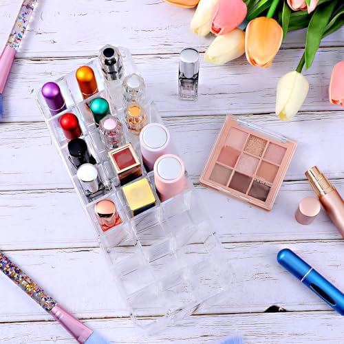 2 pcs Rollerball Perfume Organizer, 48 Spaces Clear Acrylic Perfume Storage Holder Beauty Scent Holder, Makeup Lipgloss 