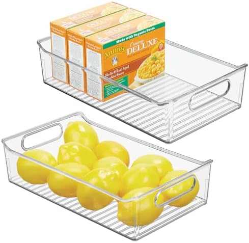 mDesign Plastic Kitchen or Pantry Storage Bins with Handles - Organization in Cabinet, Fridge or Freezer - Fruit Contain