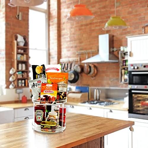 Amolliar Lazy Susan Organizer, 2 Tier 9 Inch, Rotating Turntable Organizer
