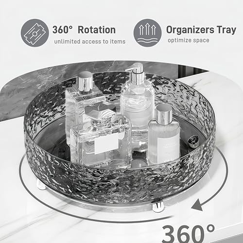 2Pcs Premium Lazy Susan Organizer,9&11in Turntable Organizer for Bathroom, Kitchen, Vanity, Countertop, Table Top, Cabin