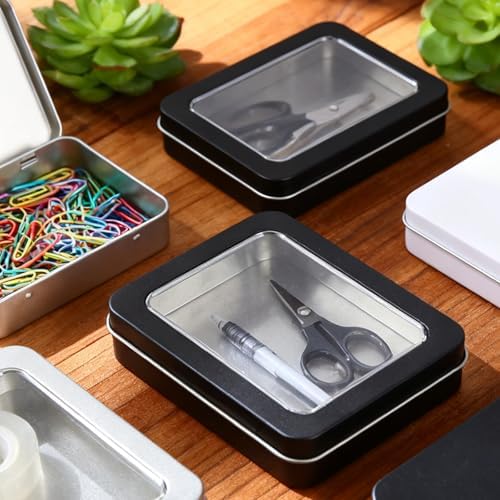 24 Pack Metal Storage Organizer Tins, Black, Mixed Sizes