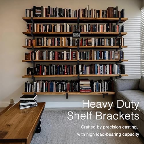 OVOV 4 Pack Heavy Duty Shelf Brackets 6 Inch Metal Shelf Supports Black