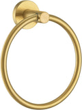 APLusee Brushed Gold Hand Towel Ring, 304 Stainless Steel Flexible Round Towel Holder for Bathroom Kitchen, Wall Mounted