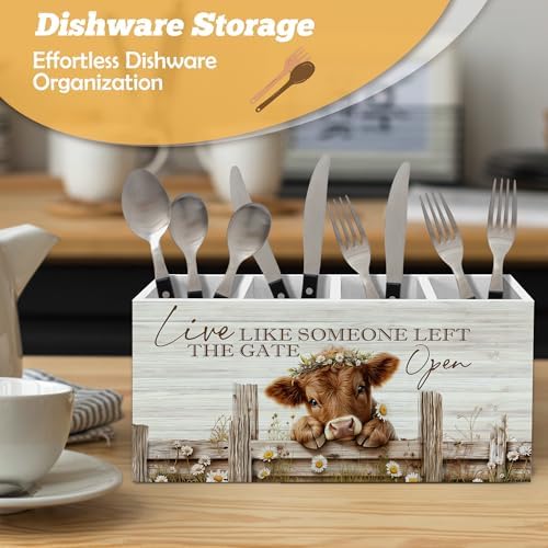 Farmhouse Highland Cow Pen Holder Organizer for Desk Accessories