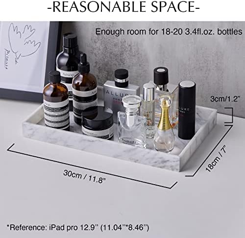 𝐈𝐭𝐚𝐥𝐢𝐚𝐧 𝟏𝟎𝟎% Marble Vanity Tray (12x7in), Counter Organizer for Bathroom, Kitchen, Dresser, Coffee Table, Serving, Decor