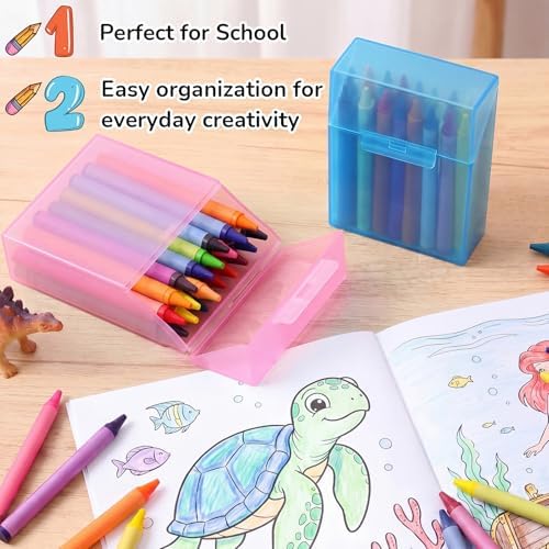 Clabby 12 Pcs Clear Plastic Crayon Boxes Hold 24 Count, Crystal