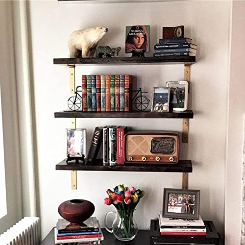 Shelf Brackets 10 Inch Wall L Brackets 8PCS Heavy Duty for Shelves Metal Gold Rustic Industrial Brackets for DIY Opening