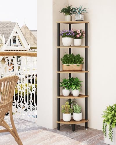 IBUYKE 5 Tier Corner Shelf Stand,Industrial Corner Display Rack WBC010K