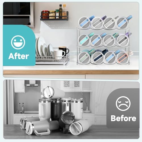 Stackable Water Bottle Organizer Large Compartment Water Bottle Holder