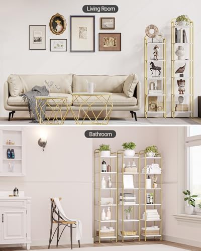 Hzuaneri Bookcase Bookshelf, Narrow Book Shelf, Industrial Corner Shelf