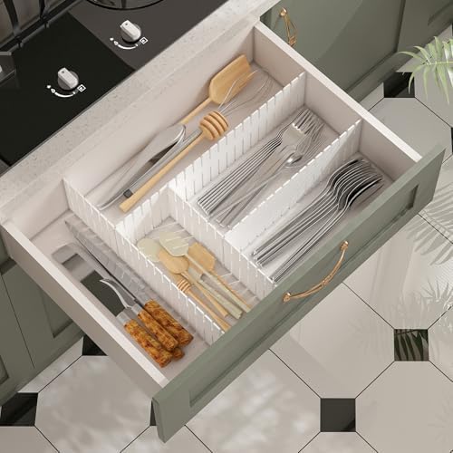 ALBAD Plastic Drawer Dividers Adjustable Drawer Organizer Dividers Separator for Tidying Clutter/Cutlery/Underwear/Socks