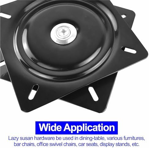 12 Inch Lazy Susans Turntable Bearings Swivel Zinc Plate, Black Square Lazy Susan Hardware, Heavy Duty Lazy Susan Replac