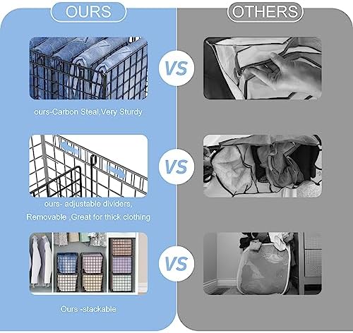Retreat & Renew 2 Pack Metal Wardrobe Clothes Organizer,Drawer Organizers for Clothing,Closet Separation Storage Box for