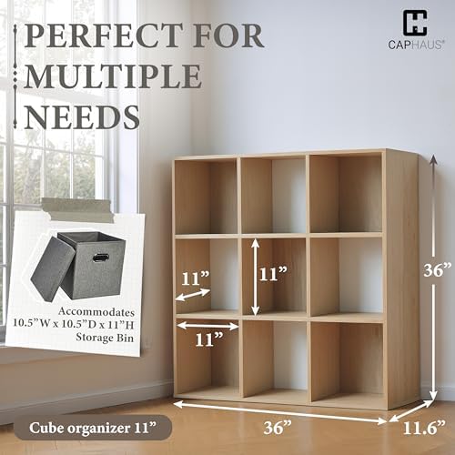 Fencer Wire 11-Inch Cube Storage Organizer Shelf w/Back, with Exterior Edge, Room Storage Shelves Divider, Bookcase, 9-C