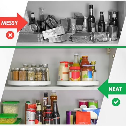 2 Set, 10 Inch Non-Skid Lazy Susan Organizers - Turntable Rack for Cabinet, Pantry Organization and Storage, Kitchen, Fr