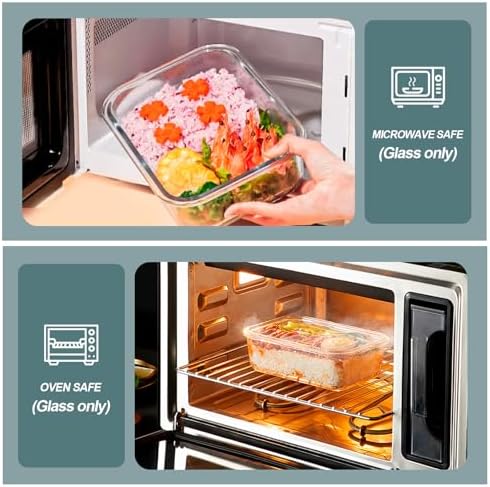 KOMUEE 30 oz 5 Pack Glass Meal Prep Containers 2 Compartments