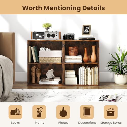 Giantex 2-Cube Bookshelf and Bookcase, 2-Layer Storage Shelf w/Large-Capacity Open Storage Space for Living Room Bedroom