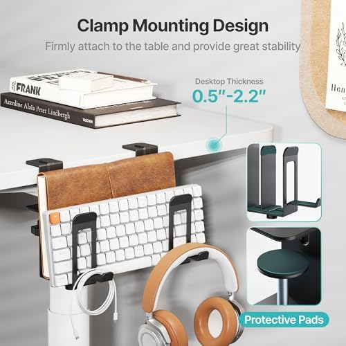PEGZONE Laptop Stand Vertical, 2-Slot Under Desk Laptop Holder, Black