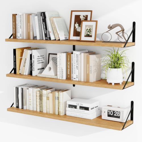 Heimlove Floating Book Shelves for Wall,39.37Inches Long Wall Mounted Bookshelves,Heavy Duty Bracket Shelves for Living 