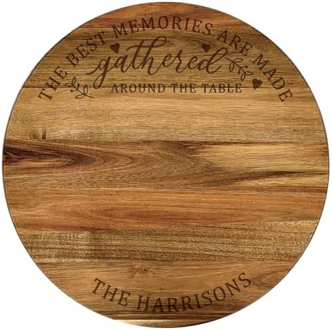 Engraved Gathered Around the Table Personalized Lazy Susan, 16" Rotating Tray