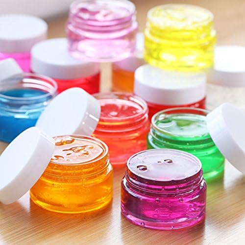 SATINIOR 12 Pack 1 oz Plastic Container Jars with Lids Round Clear Travel Cosmetic Container Slime Jars for Toiletries, Lotion, Cream, Ointments, Makeup, Rhinestone, Samples, Kitchen Storage(White)