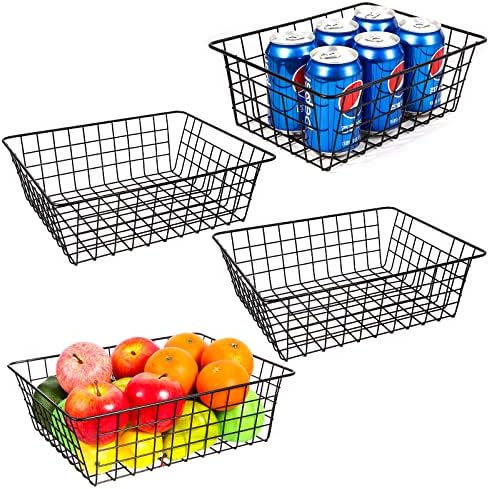 Wire Baskets for Organizing 4 Pack Pantry Storage Baskets 13.2x10.4x4.3 in