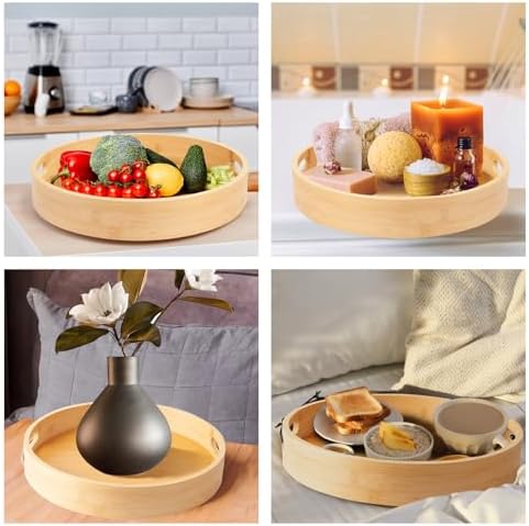 10in Bamboo Lazy Susan Organizer Turntable for Cabinet