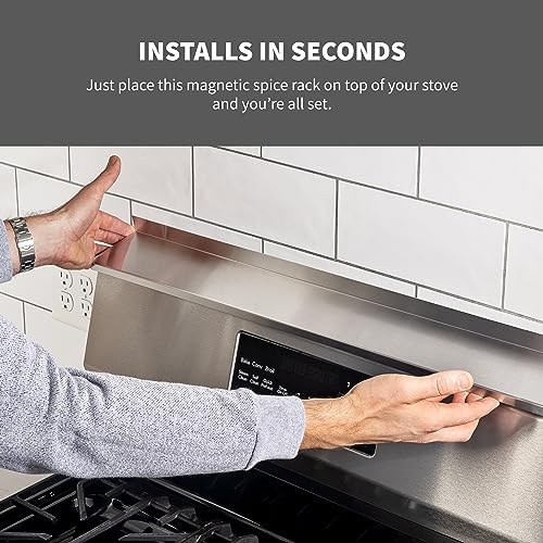 StoveShelf 24" Apartment Length White Magnetic Shelf for Kitchen Stove - Kitchen Storage Solution with Zero Installation