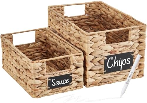 DECOMOMO Wicker Storage Baskets for Shelves, Handwoven Pantry Baskets