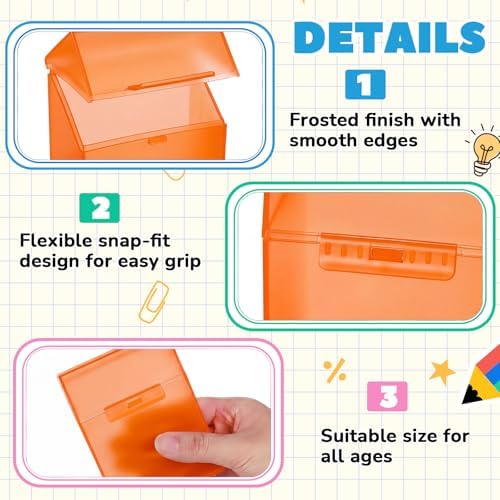Clabby 4 Pcs Clear Plastic Crayon Boxes Hold 24 Count, Orange