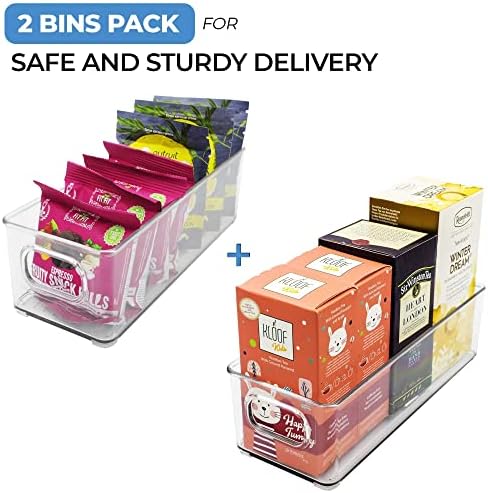 Emagoods Clear Storage Bins with Handles - Stackable Closet Organizers Pantry Organization BPA Free Fridge Organizer Set