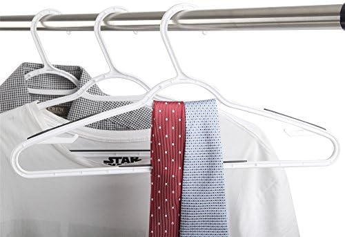 Finnhomy 50 Pack Plastic Hangers, Clothes Hangers with Non-Slip Pads, Space Saving Easy Slide Organizer, Clothes Hanger for Bedroom Closet Wardrobe, Great for Shirts, Pants, Scarves