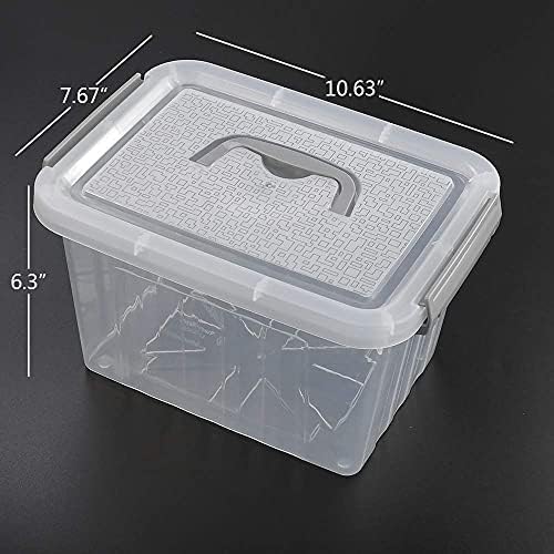 6 Liter Plastic Bins with Lids, Clear Storage Boxes Set of 6