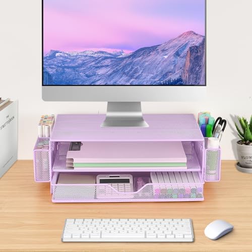 AUPSEN Computer Monitor Stands Riser，2-Tier Desk Organizers and Accessories, Office Desk Accessories Organizer with Draw