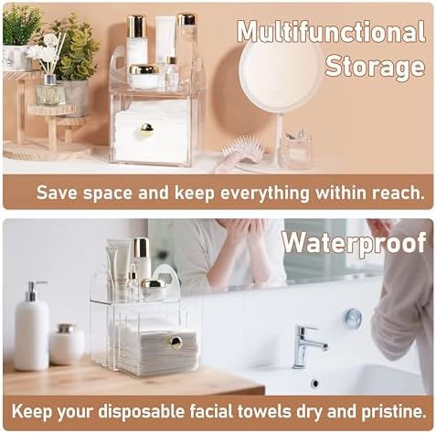 Acrylic Disposable Face Towel Storage Box Compatible with Clean Skin Club Clean Towels XL, Face Towel Holder with Drawer