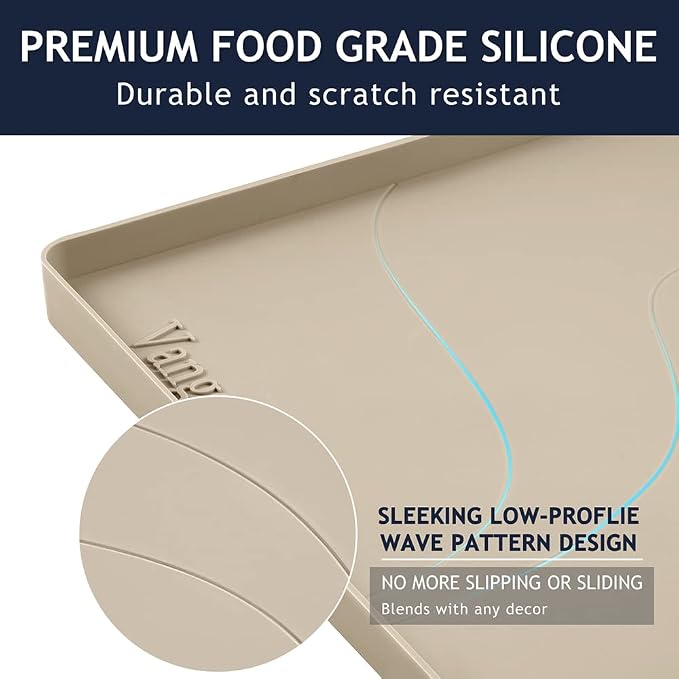 Heavy Duty Silicone Under Sink Mat for Kitchen&Bathroom 25" x 19",Waterproof Under Sink Rubber Mat Drip Tray, Raised Edge Under Sink Liner,Prevent Drips, Leaks, Spills,Beige