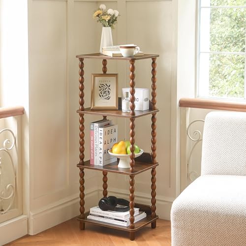 Fultyle Book Shelf, 4-Tier Bookshelf with Storage, Small Bookcase Display Shelves for Small Spaces, Bedroom, Living Room