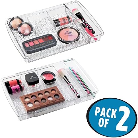 mDesign Expandable Makeup Organizer for Bathroom Drawers, Vanities, Countertops: Organize Makeup Brushes, Eyeshadow Pale