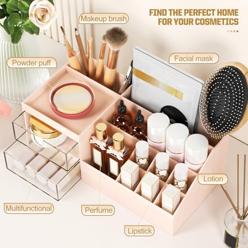 Subsky Makeup Organiser with Drawers, Cosmetic Storage, Skin Care Organiser, Multifunctional Organiser for Office, Cosme