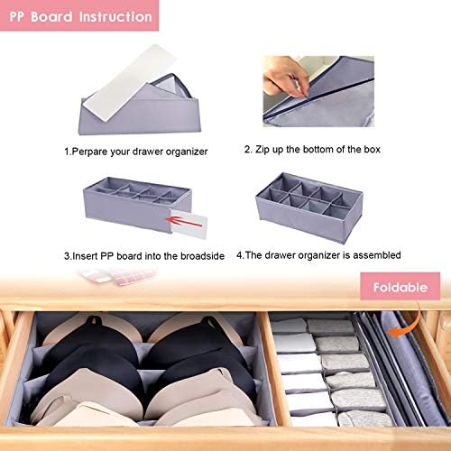 Jay-Chi Dresser Drawer Underwear Organizer - Large Drawer Organizer Closet Divider Washable Clothes Bra Sock Tie Foldabl