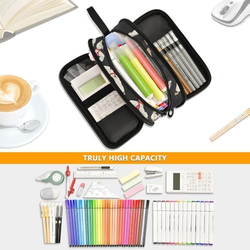 Karate Black Background Pencil Case Box Boys Girls Large Pencil Pouch Zipper Compartments Big Capacity Stationery Pen Bag Organizer for Kids Teens Adults School Office