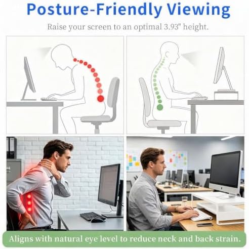 Adjustable Ergonomic Monitor Stand, Sturdy Metal Computer Riser