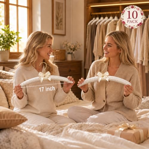 No Bump Satin Padded Clothes Hangers for Sweaters, Women Clothing, 10 Pack