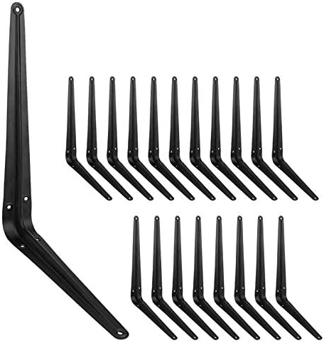 Heavy Duty Shelf Brackets 12 Inch with Screws,20 Pack (Black)