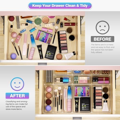 25 PCS Clear Plastic Drawer Organizer Set, Makeup Organizer Trays